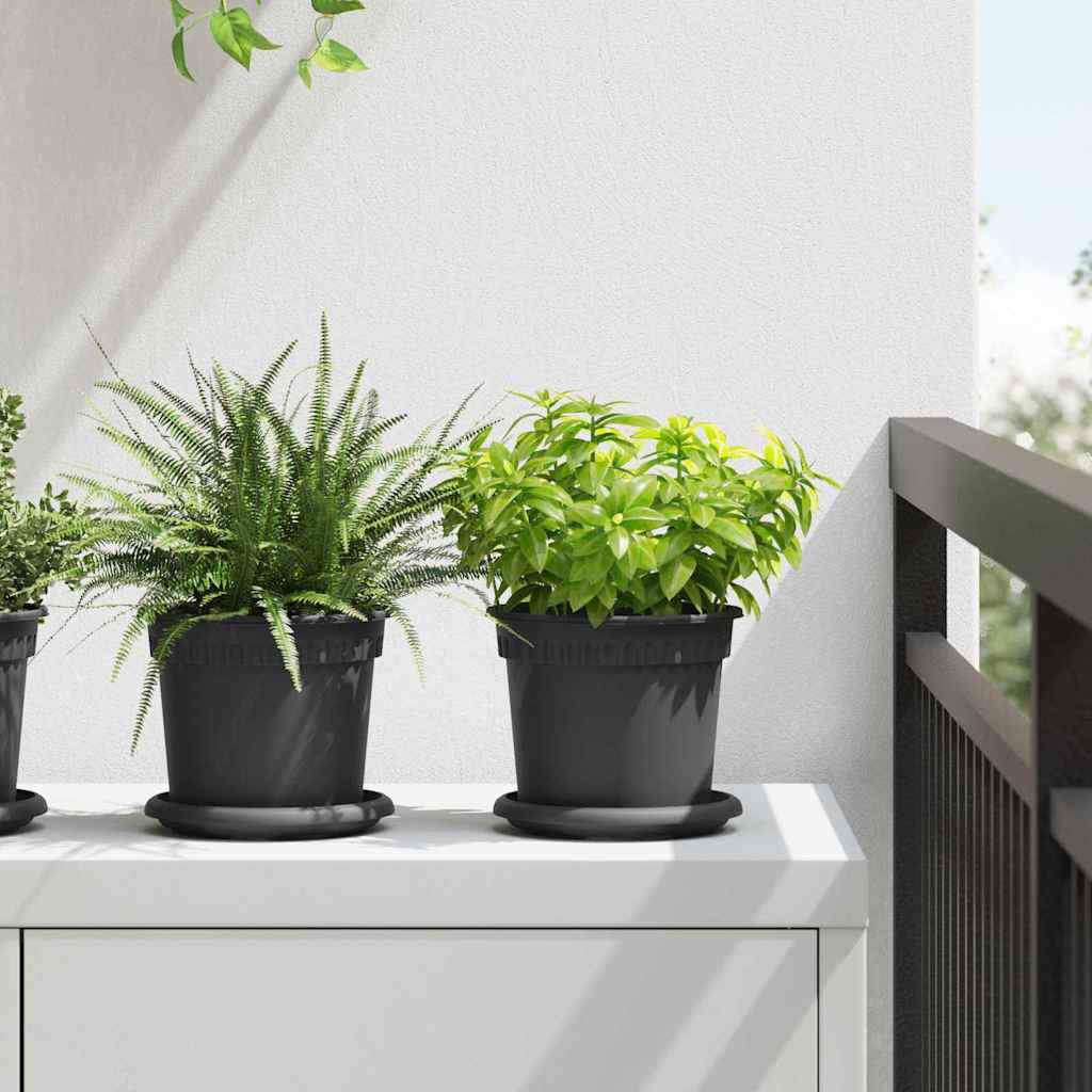 Vasi Per Piante 24 Pcs Nero Ø 15 X 12 Cm Plastica