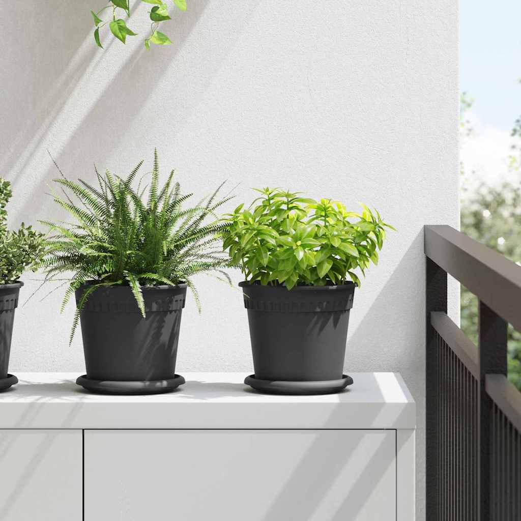 Vasi Per Piante 6 Pcs Nero Ø 17 X 14 Cm Plastica