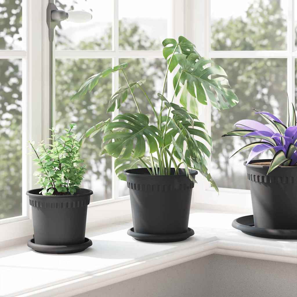 Vasi Per Piante 6 Pcs Nero Ø 17 X 14 Cm Plastica - Image 4