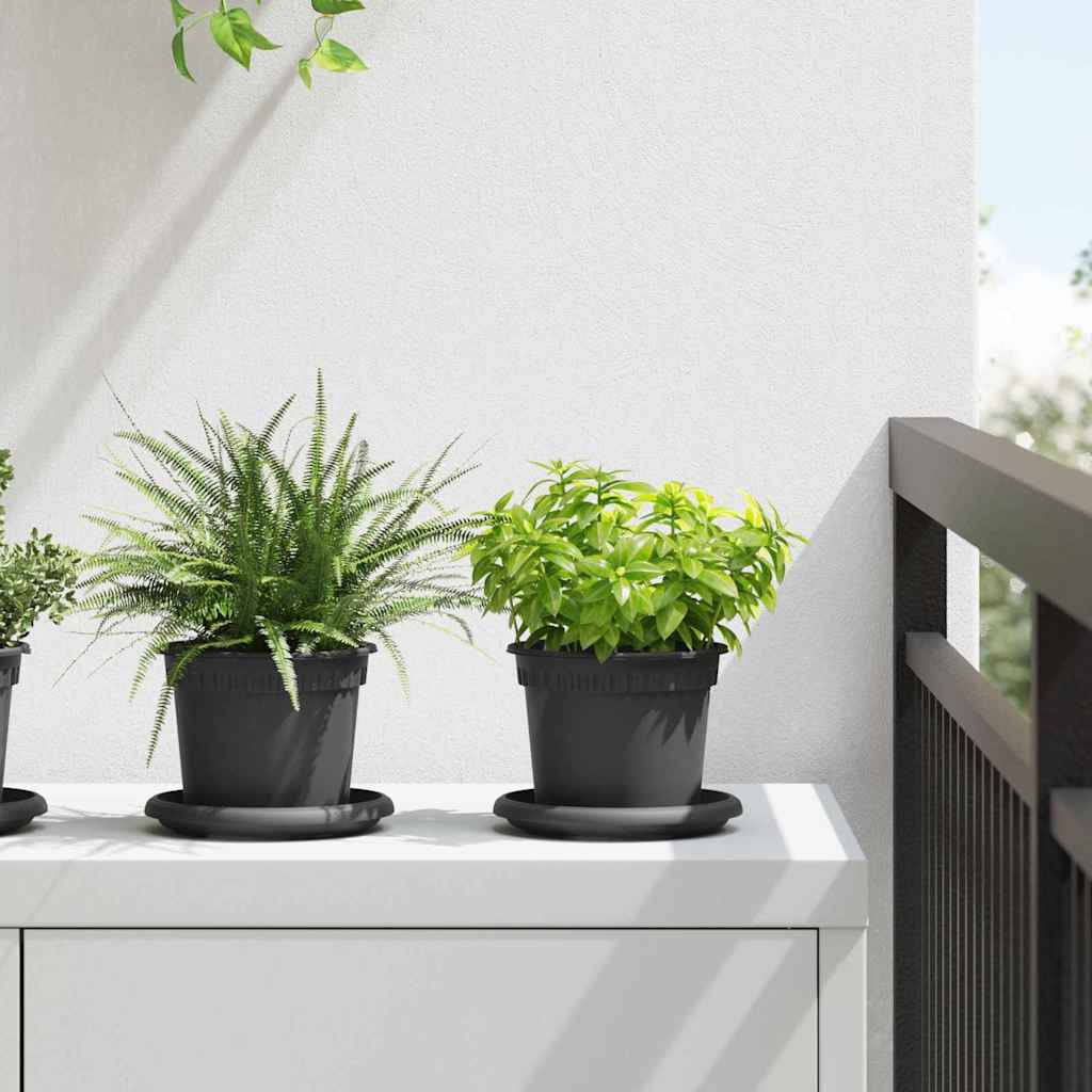 Vasi Per Piante 24 Pcs Nero Ø 12,5 X 10 Cm Plastica