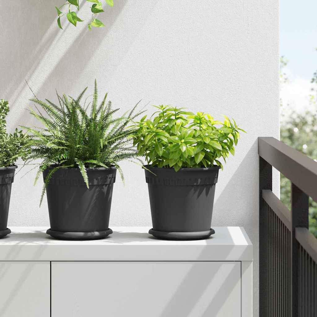 Vasi Per Piante 24 Pcs Nero Ø 19 X 16 Cm Plastica