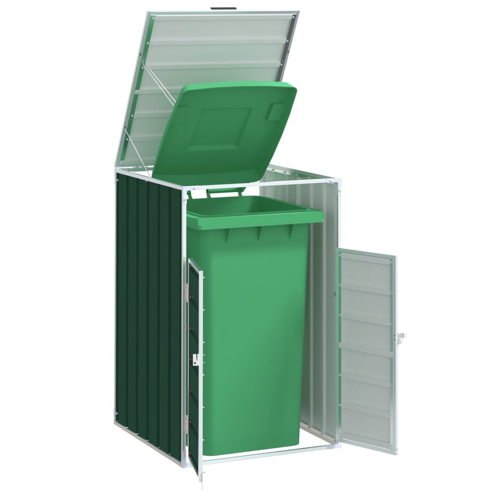 Copribidone Con Ruote Bidone Singolo Verde 72x81x115cm Acciaio