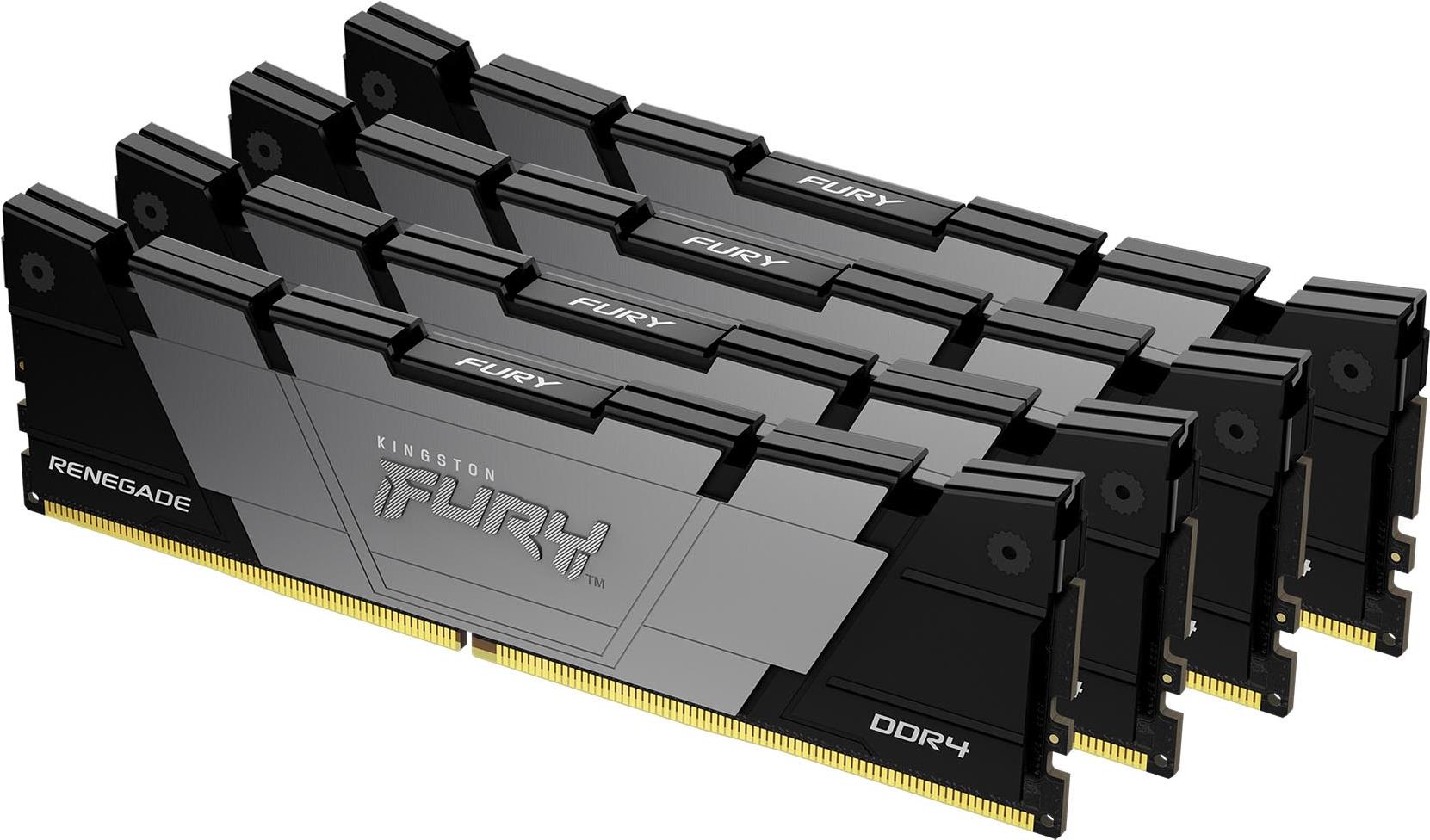Kingston Fury Renegade - Ddr4 - Kit - 32 Gb: 4 X 8 Gb - Dimm 288-Pin - 3600 Mhz / Pc4-28800 - Cl16 - 1.2 V - Ungepuffert - NoN-Ecc - Schwarz (kf436c1