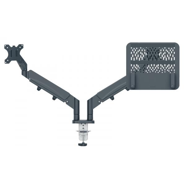 Leitz 65380089 Supporti A Parete Per Tv 81,3 Cm [32] Scrivania Grigio Scuro (leitz Ergo SpacE-Saving Dual Monitor And Laptop Arm)