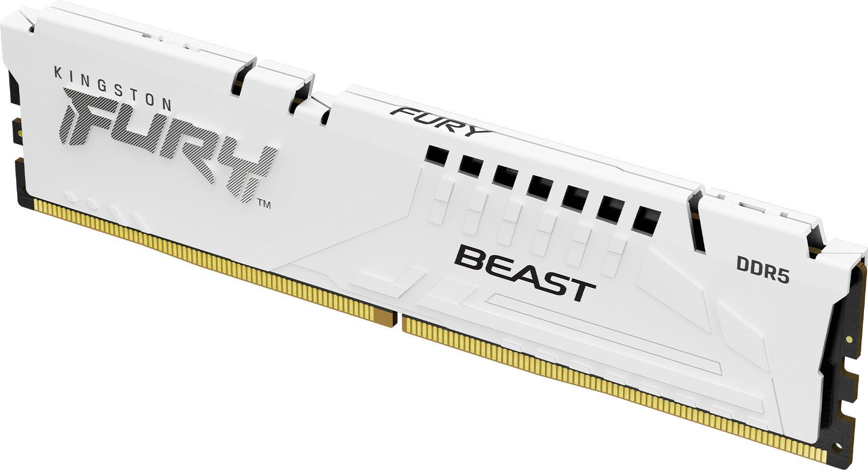 Kingston Fury Beast - Ddr5 - Modul - 16 Gb - Dimm 288-Pin - 2600 Mhz / Pc5-41600 - Cl40 - 1.25 V - Ungepuffert - ON-Die Ecc - Weiß (kf552c40bW-16)