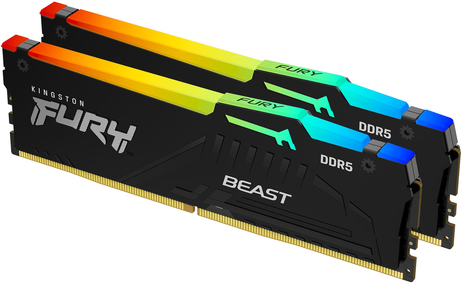Kingston Fury Beast Rgb - Ddr5 - Kit - 16 Gb: 2 X 8 Gb - Dimm 288-Pin - 5200 Mhz / Pc5-41600 - Cl40 - 1.25 V - Ungepuffert - ON-Die Ecc (kf552c40bbak