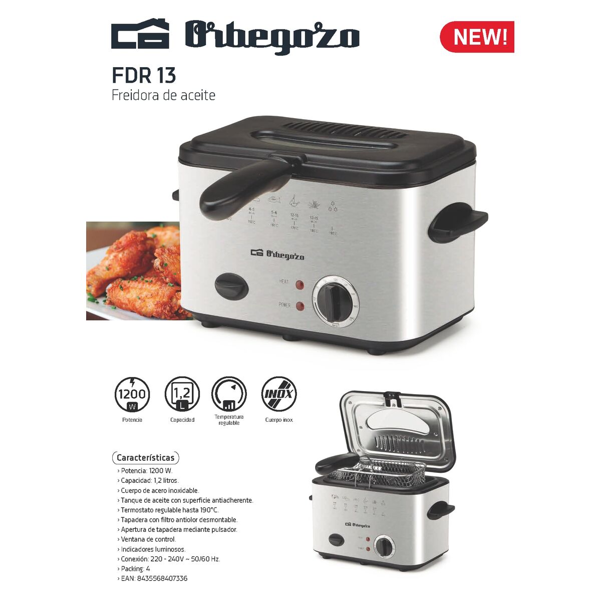 Friggitrice Orbegozo Fdr13 Acciaio 1200 W 1,2 L