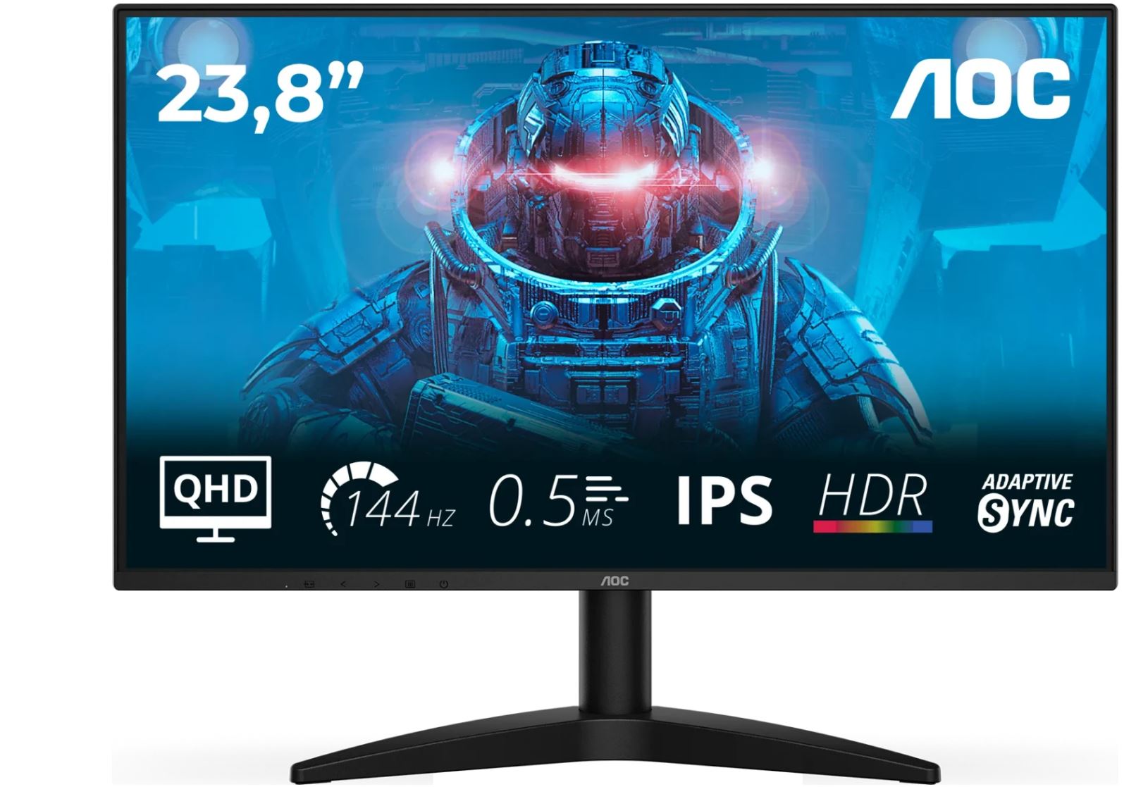 Aoc BasiC-Line Q24b36x - B3 Series - Gaming LeD-Monitor - 61 Cm (24") (23.8" Sichtbar) - 2560 X 1440 Qhd @ 144 Hz - Ips - 300 Cd/m² - 1300:1 - Hdr10