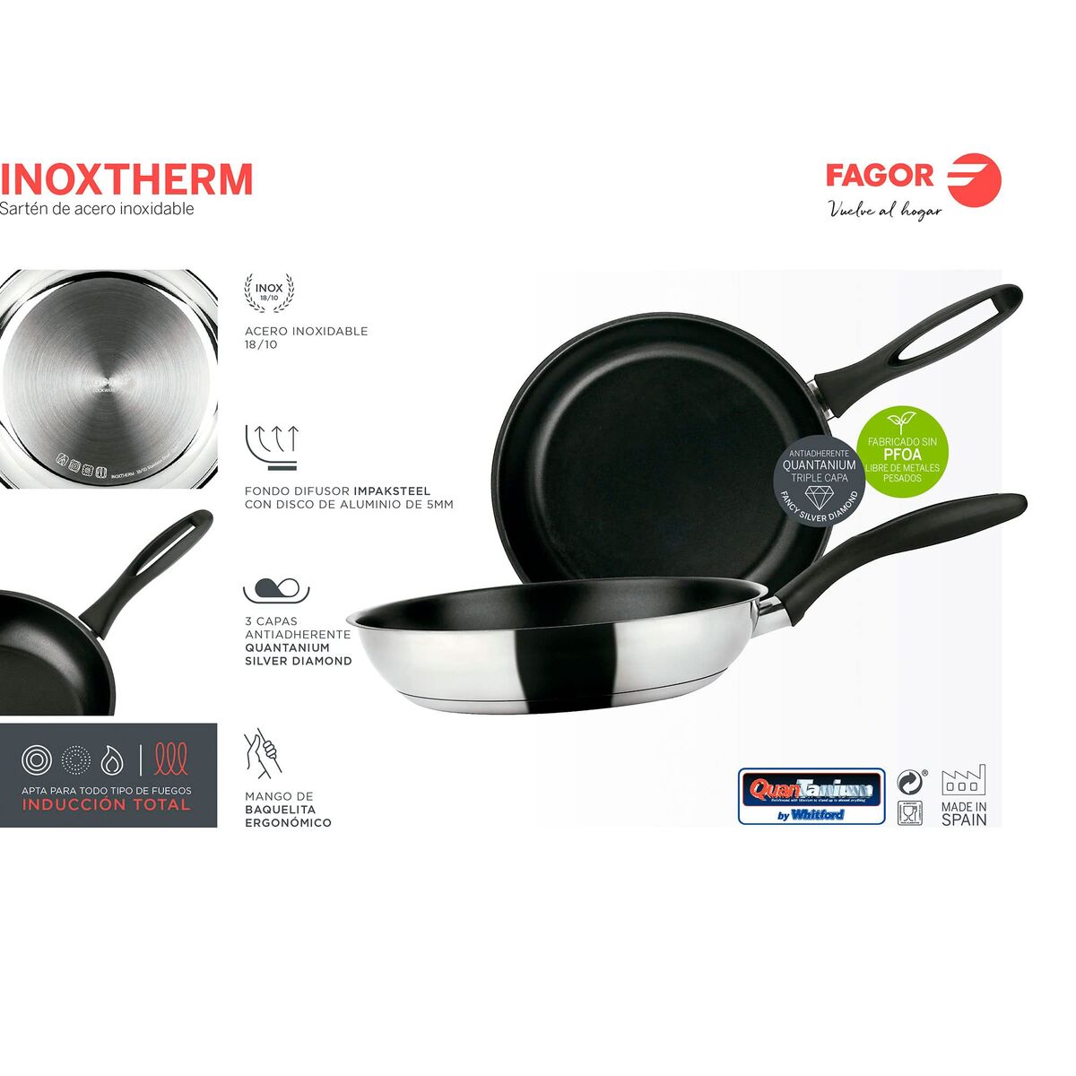 Padella Fagor 81safgtre28 Nero Argentato Acciaio Inossidabile Ferro - Image 5