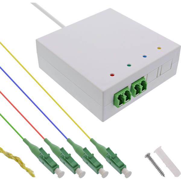 Inline Ftth Verlängerungsbox Vorkonfektioniert 4x Lc/apc 9/125µm 30m