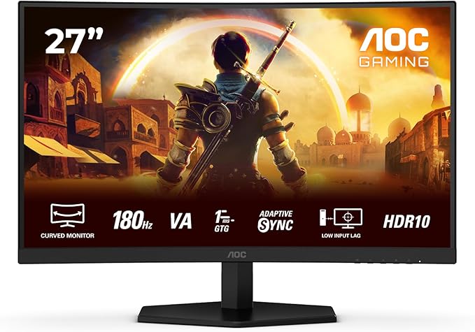 Aoc Gaming C27g42e - 27 Zoll Full Hd Curved Monitor, 180 Hz, 1 Ms, Freesync Premium (1920x1080, 1x Hdmi 2.0, 1x Displayport 1.4) [energieklasse E] (c