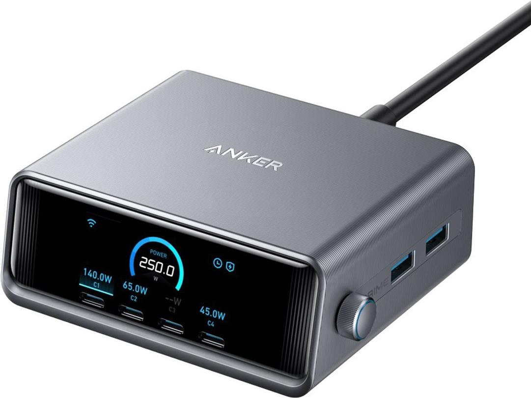 Anker Prime - Netzteil - Ganprime - 250 Watt - 5 A - 6 Ausgabeanschlussstellen (4 X UsB-C, 2 X Usb) (a2345341)