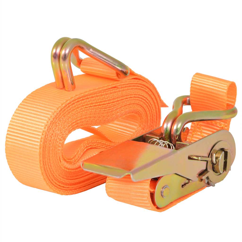Cinghie D'ancoraggio 4 Pz A Cricchetto 0,4 T 6mx25mm Arancione