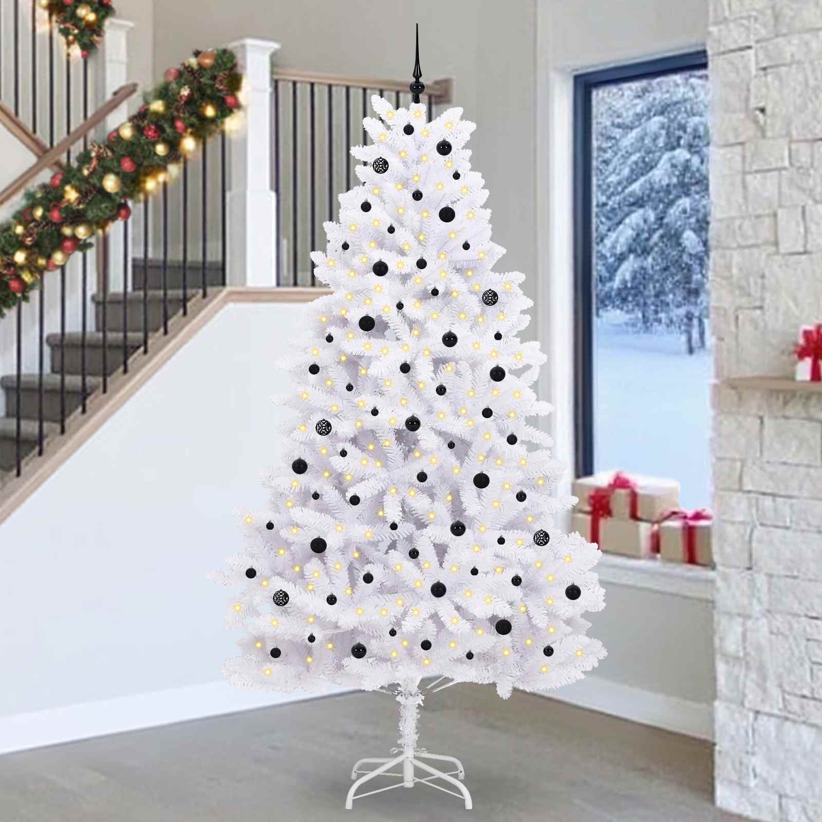 Albero Di Natale Artificiale Con Rami Pieghevoli Bianco 270 cm
