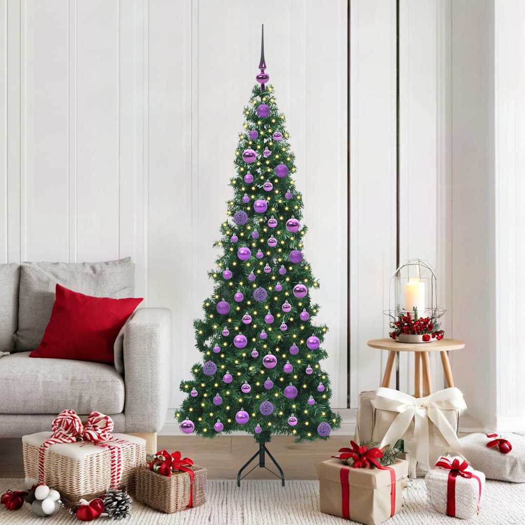 Albero Di Natale Artificiale Angolare Con 300 Led Verde 180 cm