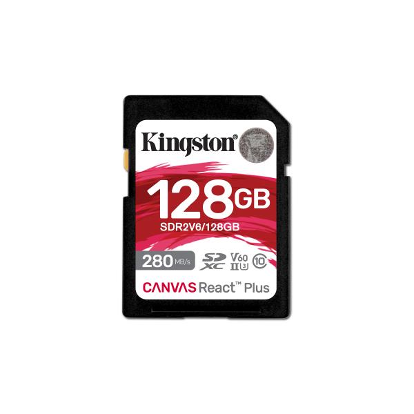 Kingston Technology 128gb Canvas React Plus Sdxc UhS-Ii 280r/100w U3 V60 For Full Hd/4k