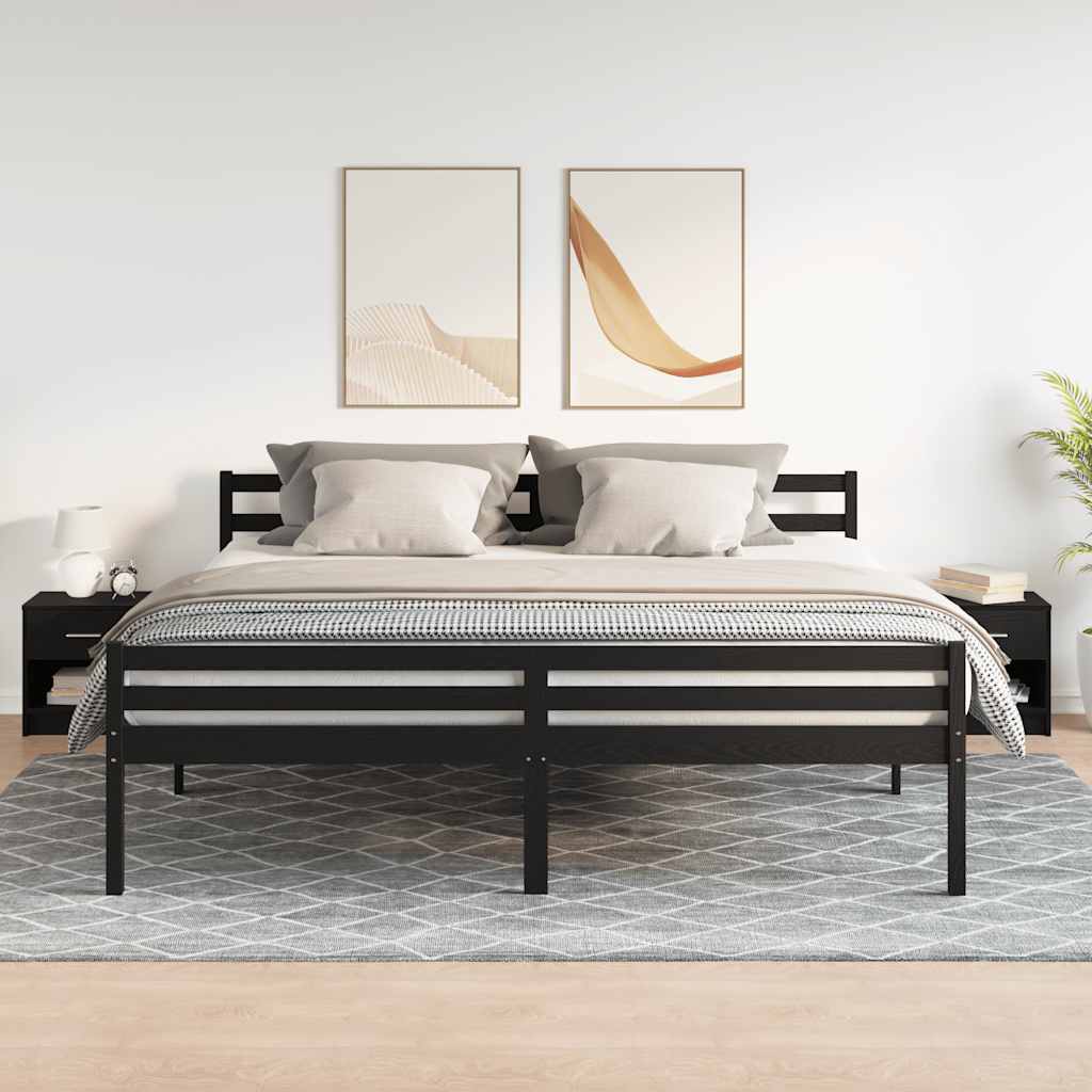 Comodini 2 Pz Con Cassetto Nero 39x28x41 cm