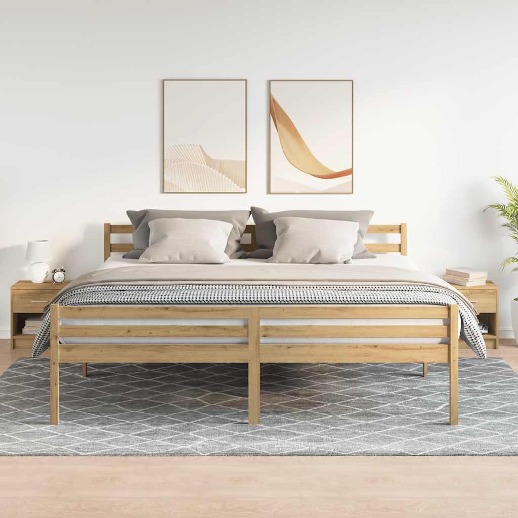 Comodini 2 Pz Con Cassetto Rovere Artigianale 39x28x41 cm
