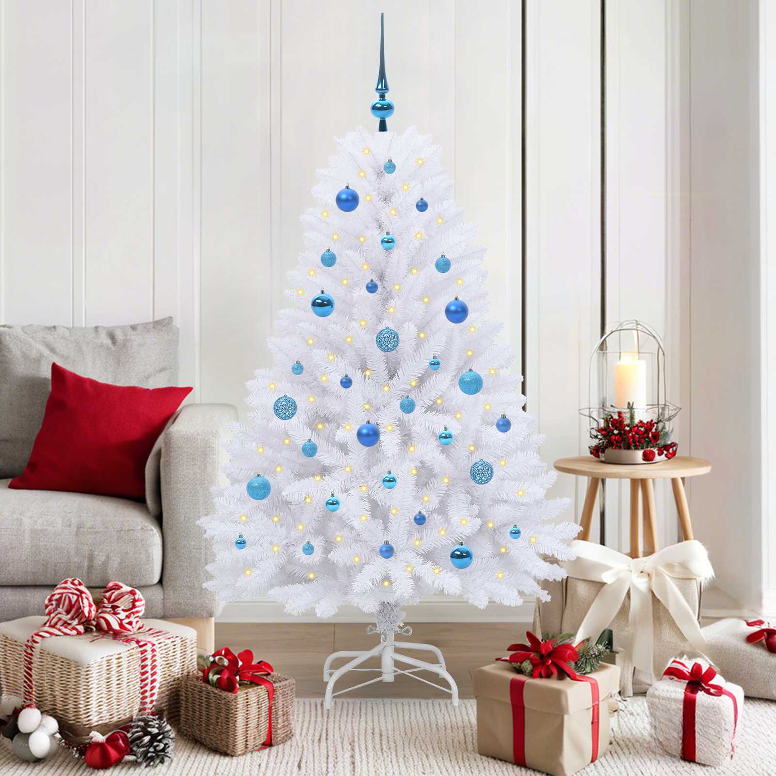 Albero Di Natale Artificiale Con Rami Pieghevoli Bianco 150 cm