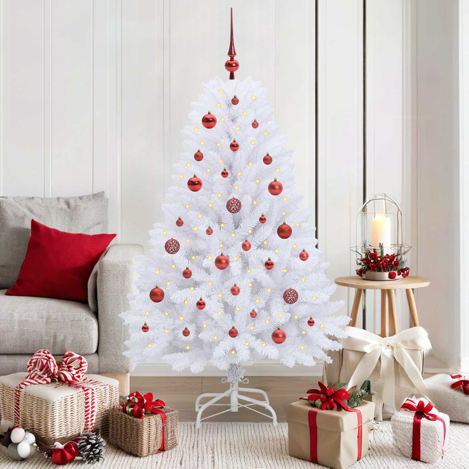 Albero Di Natale Artificiale Con Rami Pieghevoli Bianco 150 cm