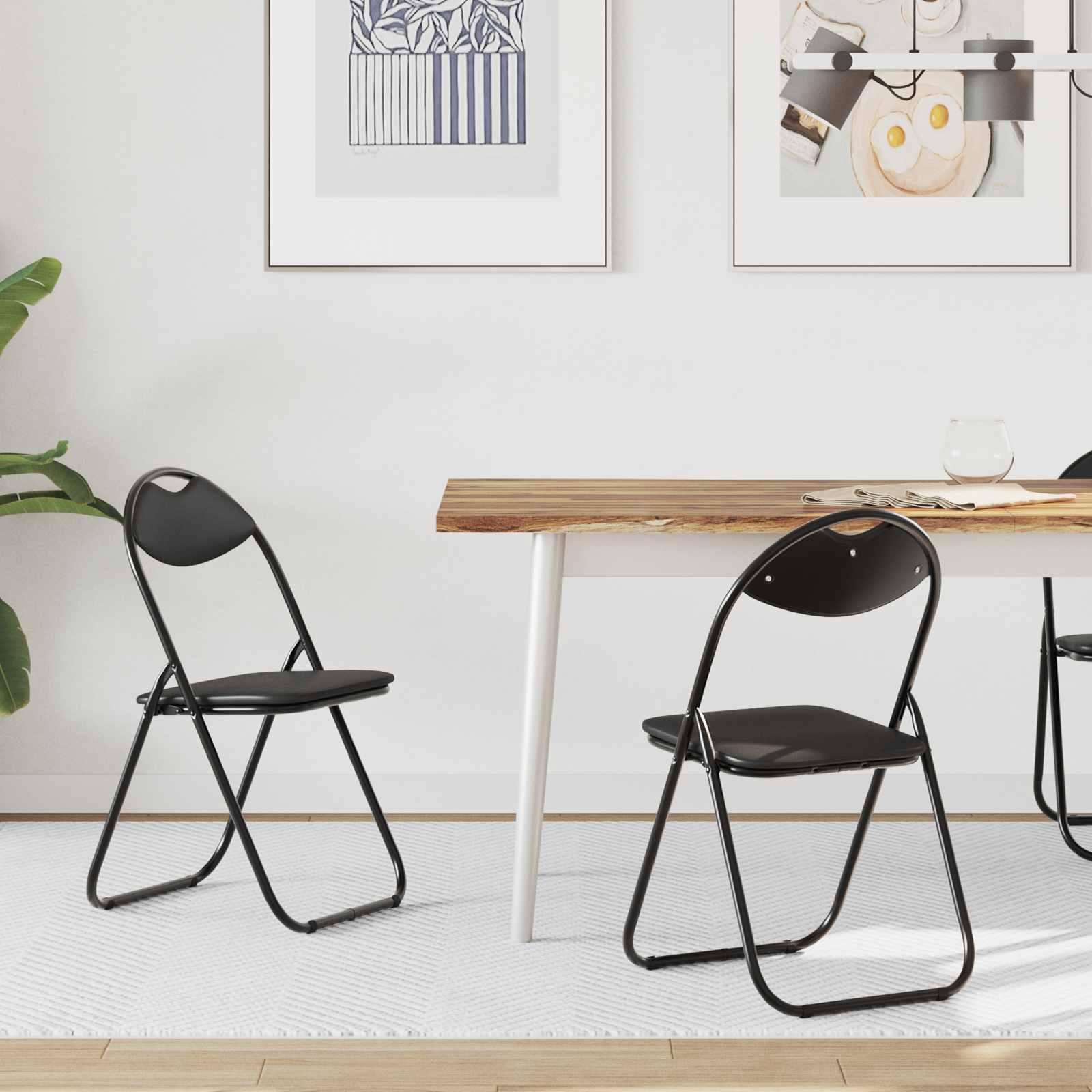 Sedia Pieghevole 2 Pcs Nero 48 X 43,5 X 81 Cm Pelle Sintetica