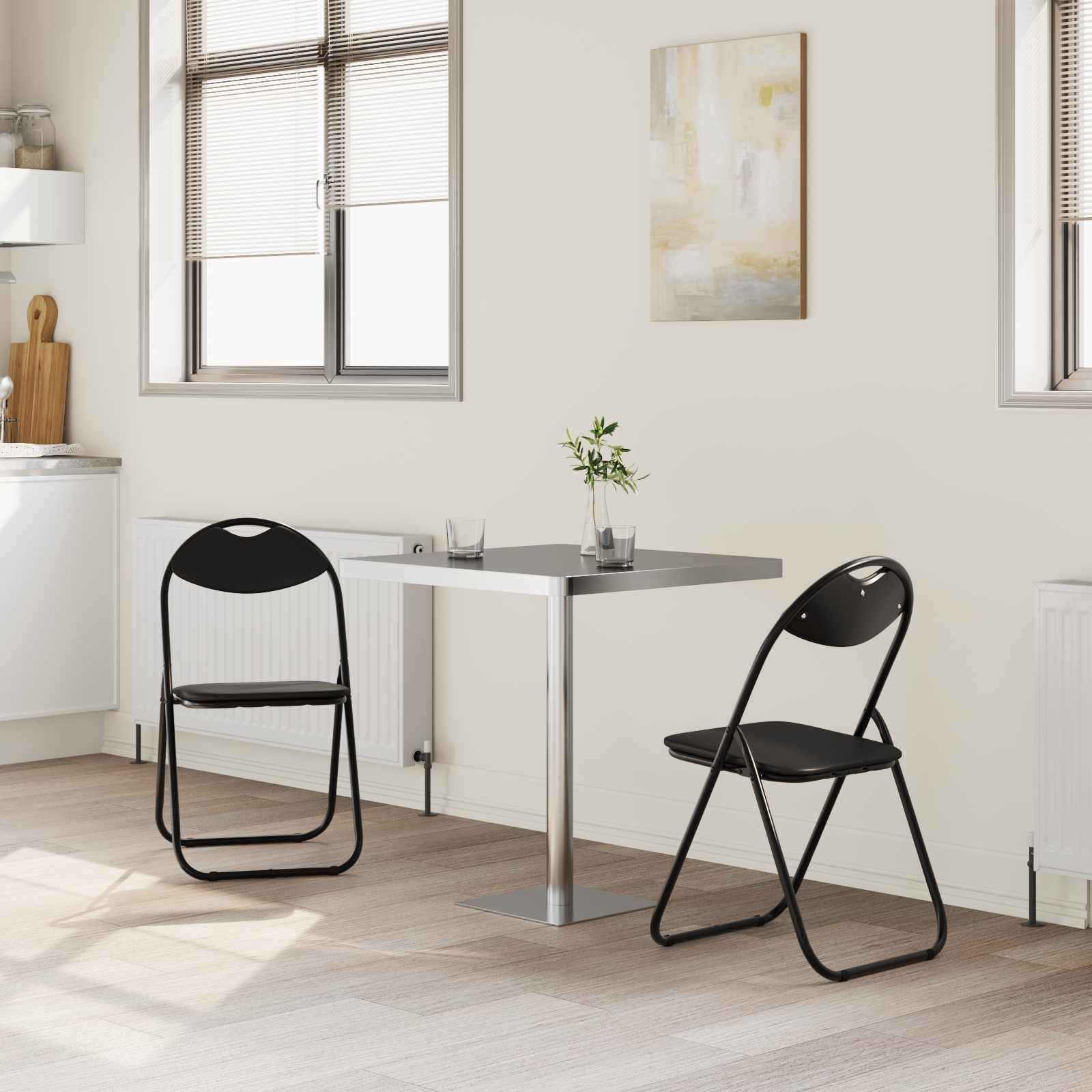Sedia Pieghevole 2 Pcs Nero 48 X 43,5 X 81 Cm Pelle Sintetica - Image 3