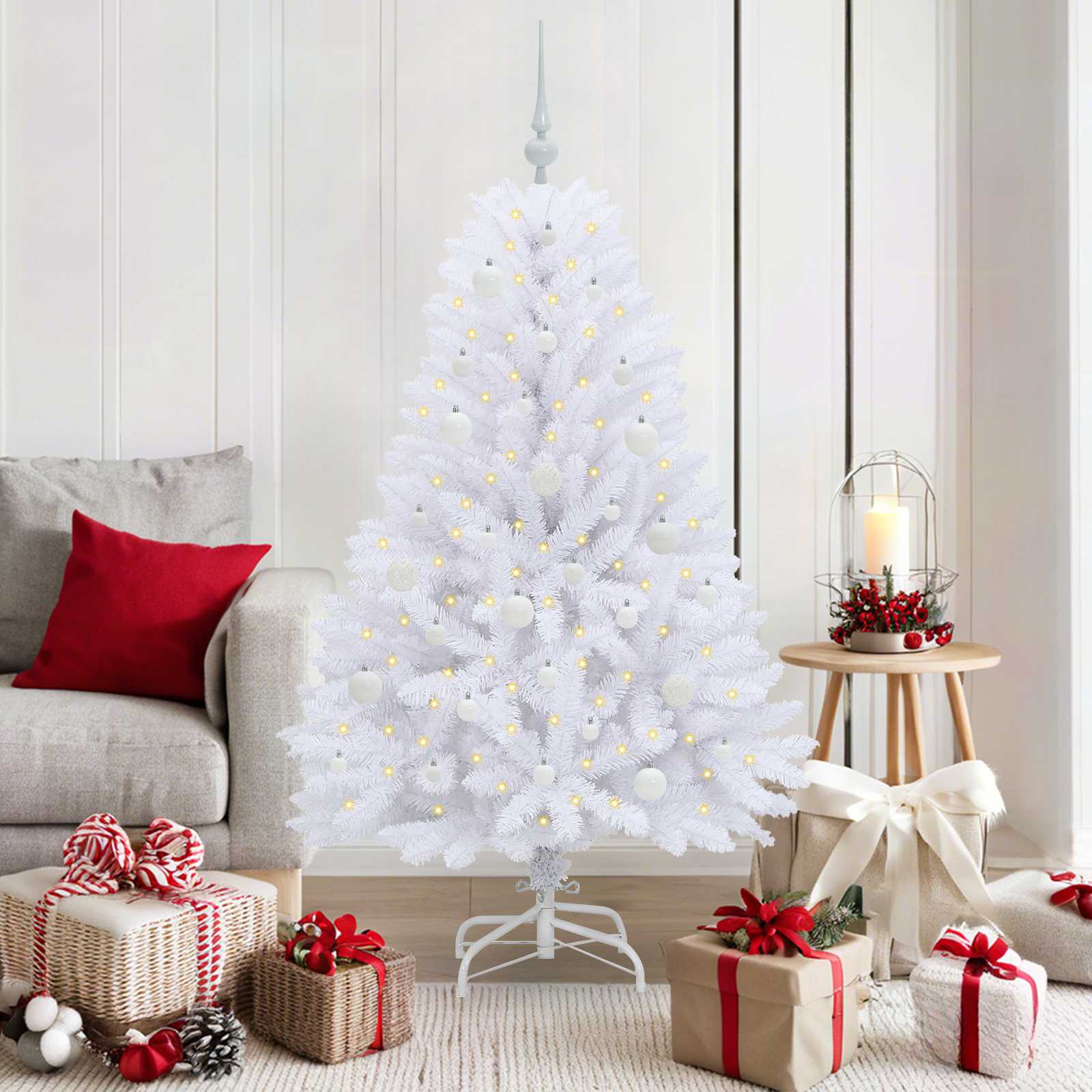 Albero Di Natale Artificiale Con Rami Pieghevoli Bianco 150 cm