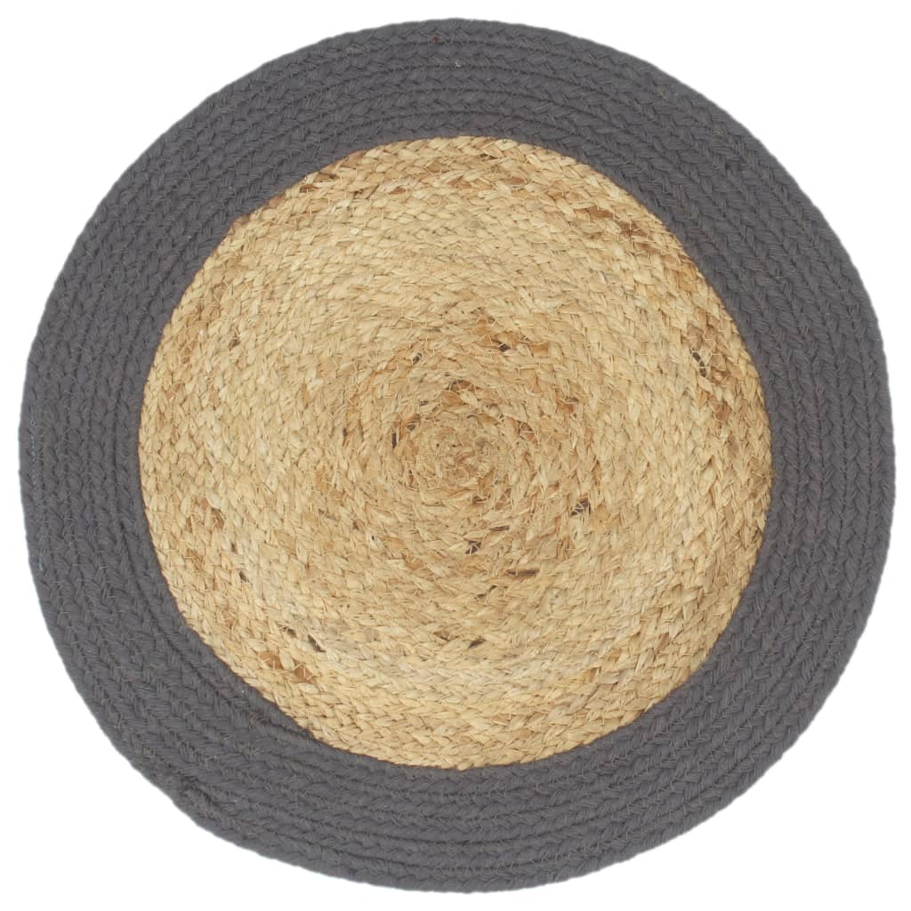Tovagliette 6 Pz Naturale E Antracite 38 Cm In Juta E Cotone