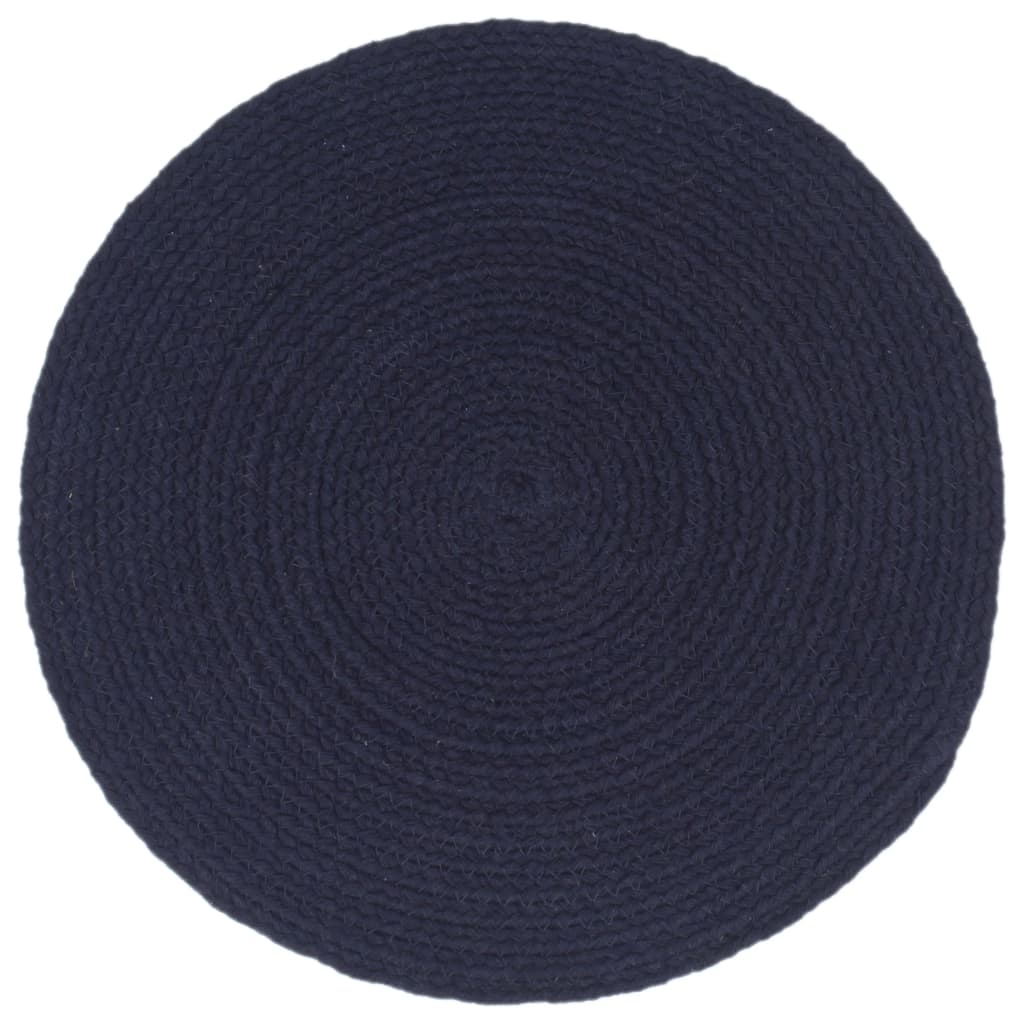 Tovagliette 4 Pz Blu Marino Neutro 38 Cm Rotonde In Cotone