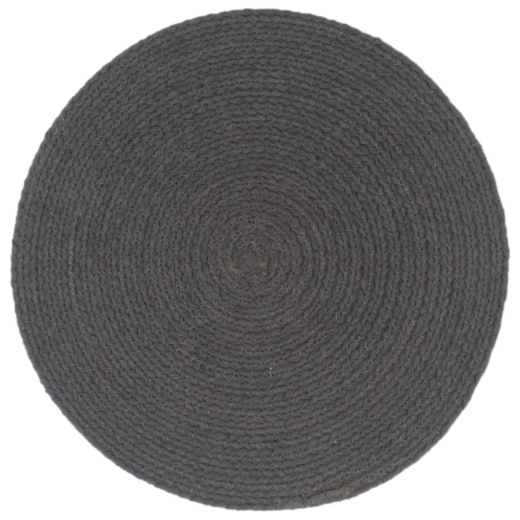 Tovagliette 4 Pz Grigio Scuro Neutro 38cm Rotonde In Juta