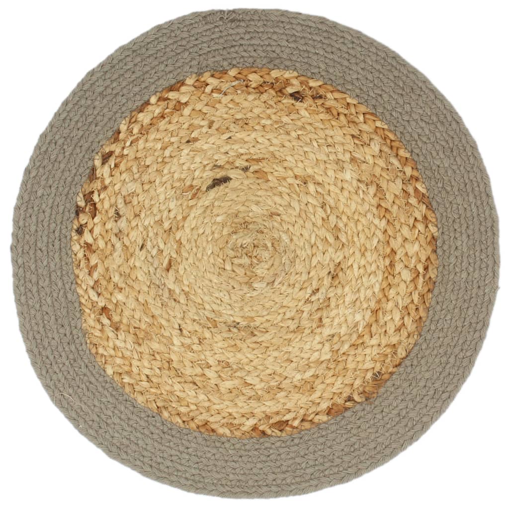 Tovagliette 4 Pz Naturale E Grigio 38 Cm In Juta E Cotone