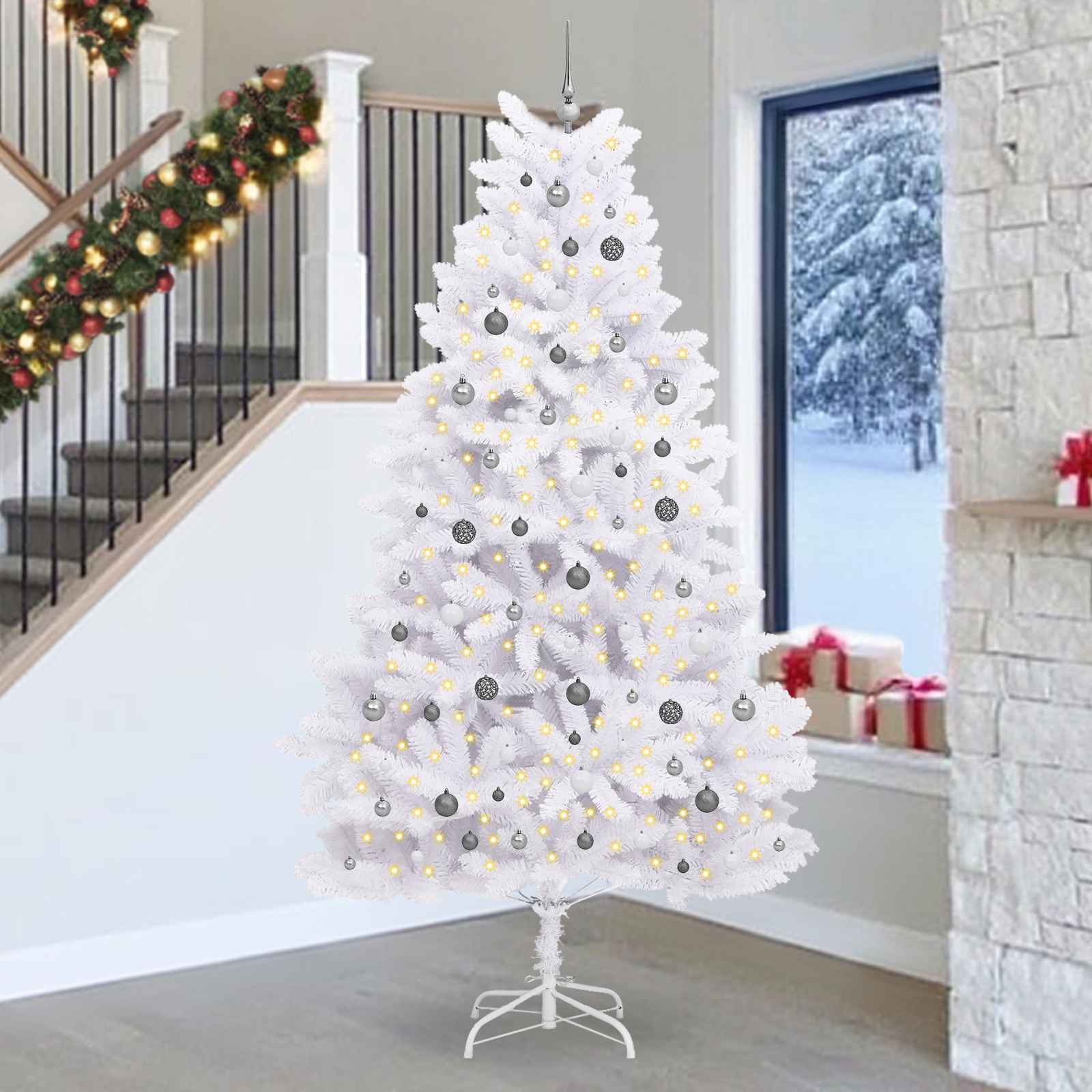 Albero Di Natale Artificiale Bianco 128 X 128 X 270 cm