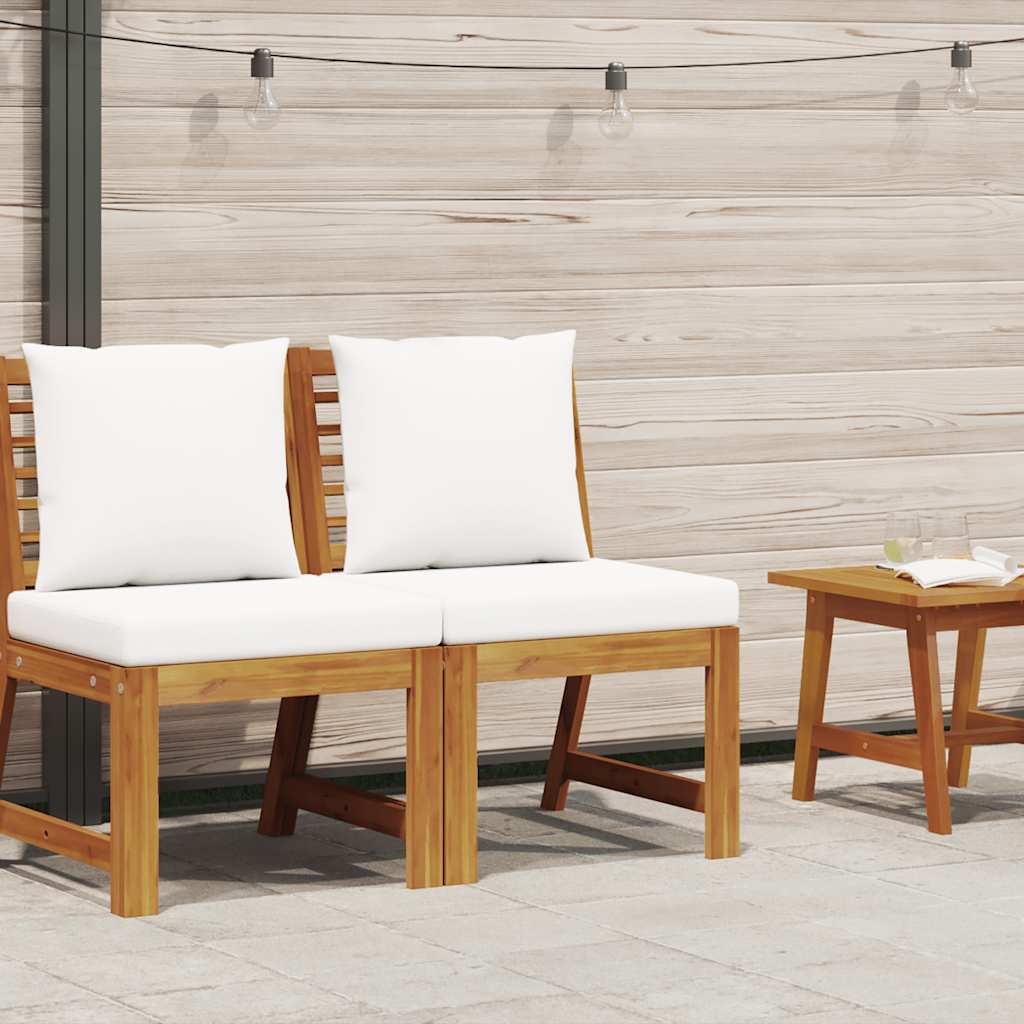 Divano Centrale Modulare Con Cuscini Crema In Massello Acacia