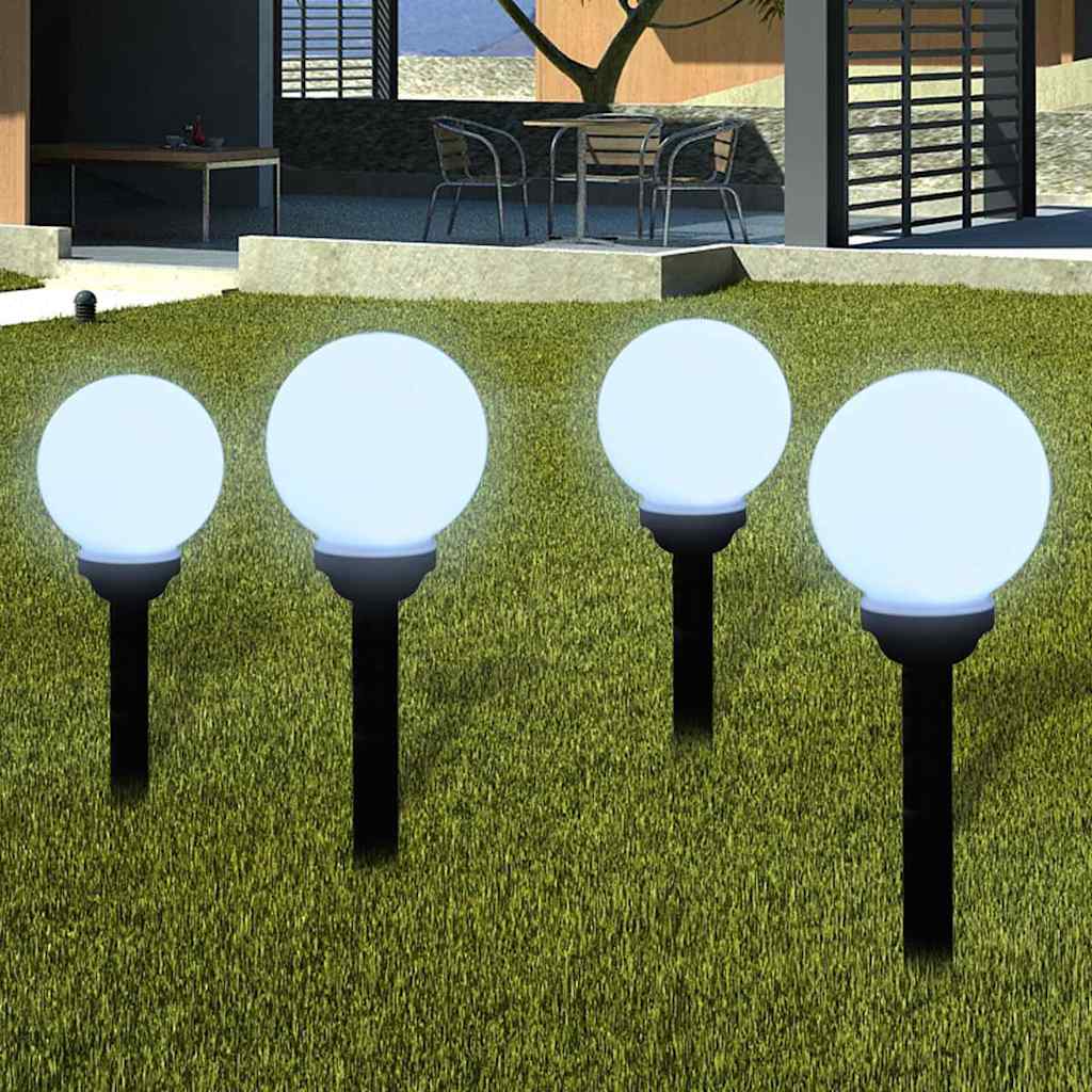 Lampioni Solari Led Giardino 4 Pz Rotondi 15 Cm Con Picchetto