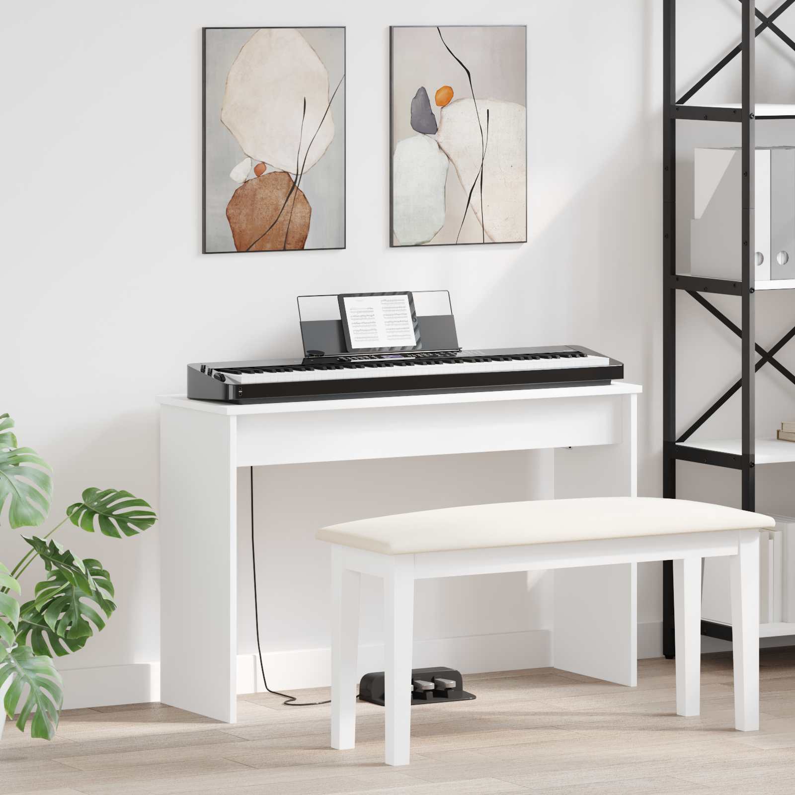 Supporto Per Tastiera Bianco 100 X 32 X 64 Cm Legno Multistrato