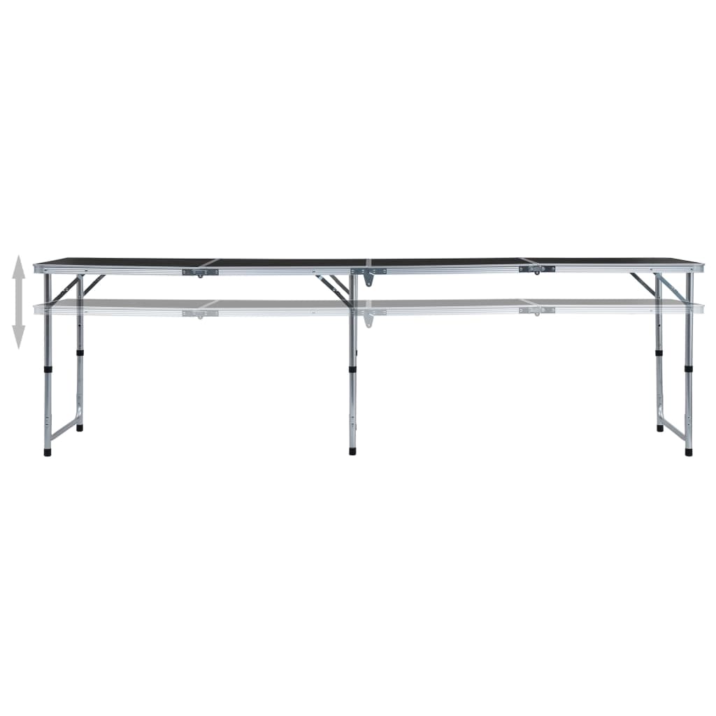 Tavolo Da Campeggio Pieghevole In Alluminio Grigio 240x60 cm
