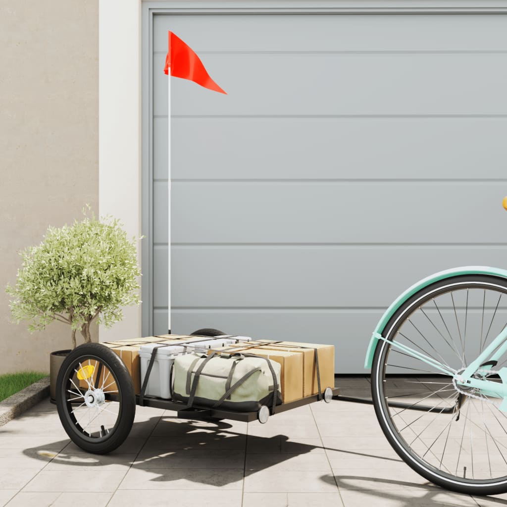 Rimorchio Da Bici Nero 126x63x34 Cm In Ferro