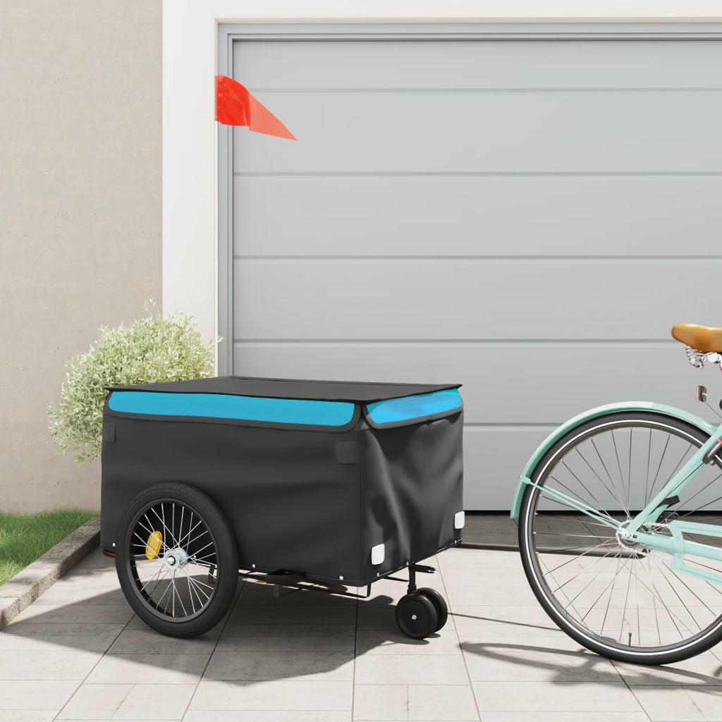 Rimorchio Da Bici Nero E Blu 45 Kg In Ferro