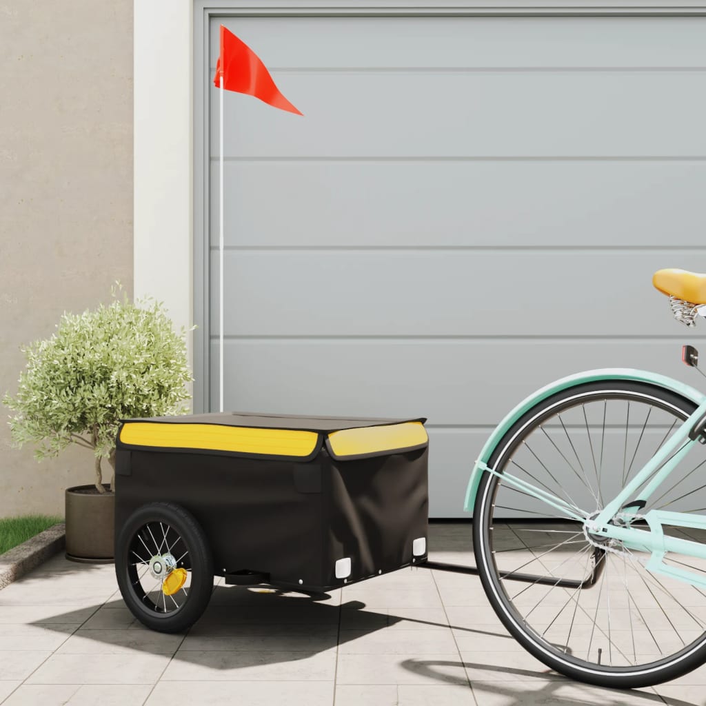 Rimorchio Da Bici Nero E Giallo 30 Kg In Ferro