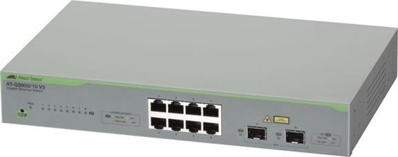 Allied Gigabit Websmart Switch 8x 10/100/1000tx + 2x Sfp Ports Eu Power Cord (aT-Gs950/10 V2-50)
