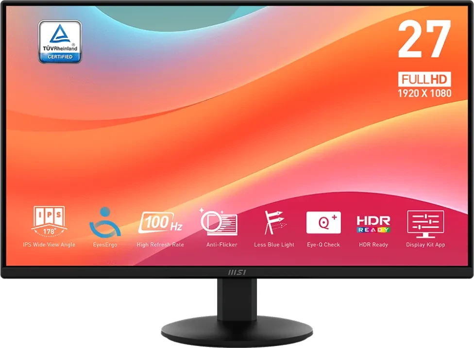 Msi Pro Mp272lde 27" IpS-Monitor Fhd 100 Hz 4 Ms Gtg AdaptivE-Sync Hdr Ready (9s6-3pd6cT-012)