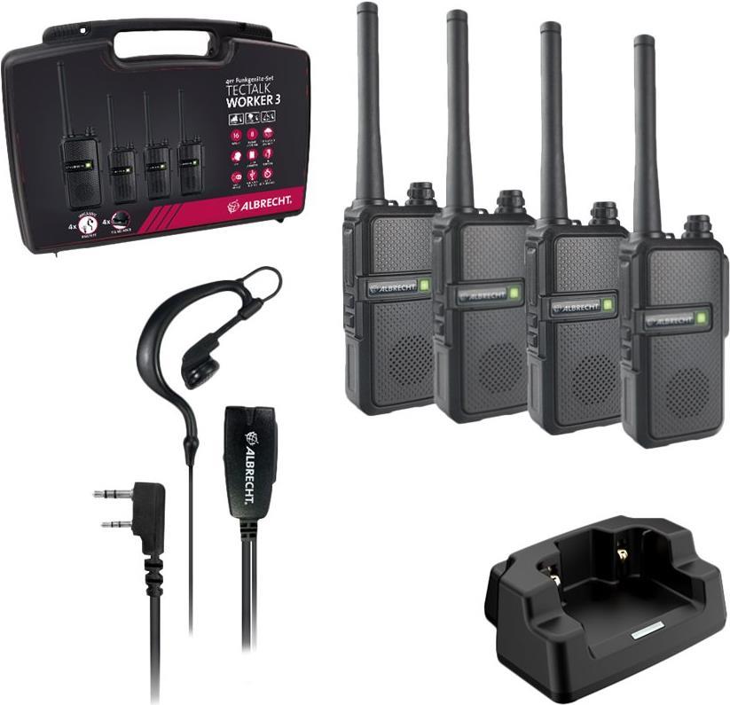 Midland Albrecht Tectalk Worker 3 - Tragbar - ZweI-Wege Funkgerät - Pmr - 446 Mhz - 16 Kanäle (packung Mit 4) (29826)