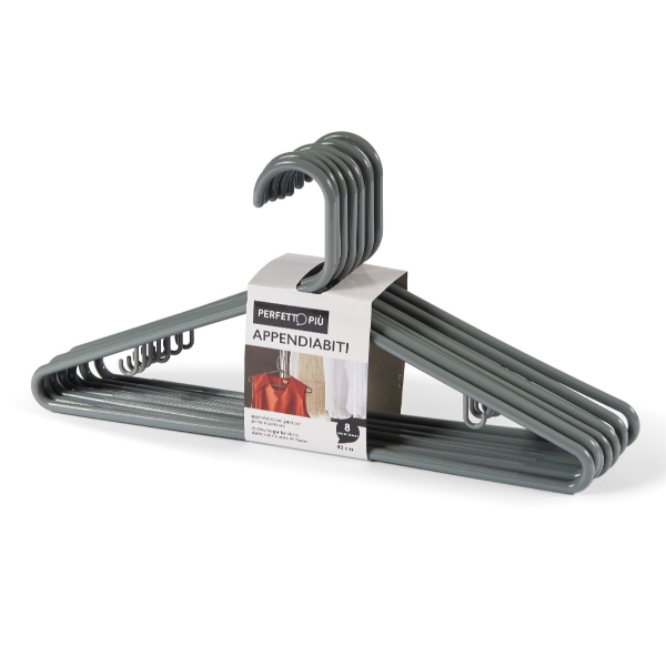 ATTACCAPANNI PLASTICA 8 PZ CENERE