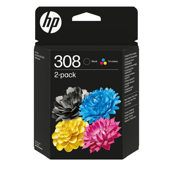 HP 308 BLACK/TRI-COLOR INK CARTRIDG