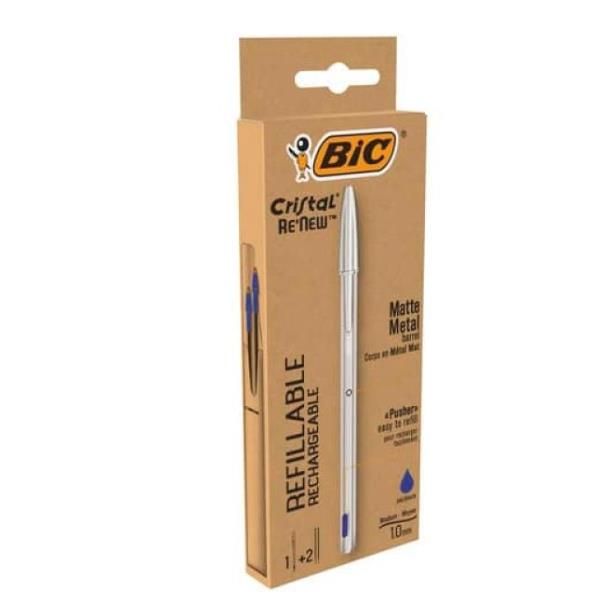 CRISTAL RE NEW 1MM BLU 1+2REFILL