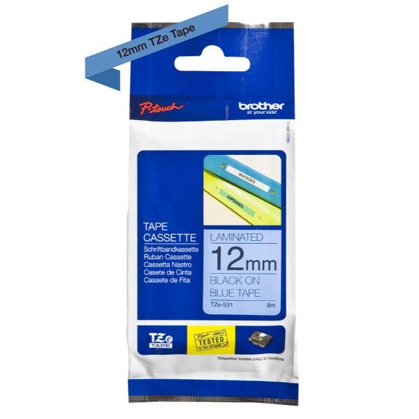 NASTRO TIPO TZ 12MM NERO/BLU