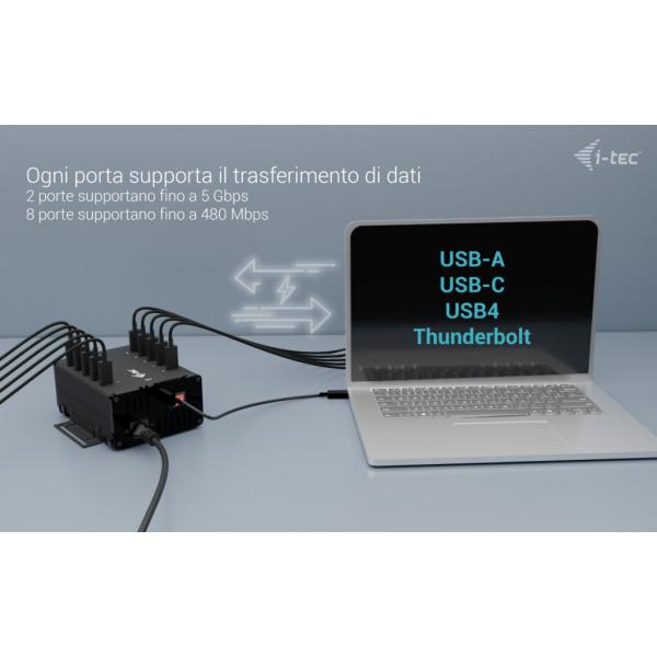 I-Tec UsB-C/usB-A Metal Charging + Data Hub, 15w Per Port, 10x UsB-C (I-Tec Charging Hub 10x UsB-C - UsB-C/usB-A Hub 15w/port 180w) - Image 4