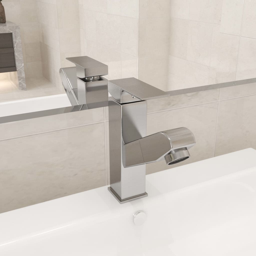Rubinetto Lavabo Da Bagno Funzione Estraibile Argento 157x172 mm