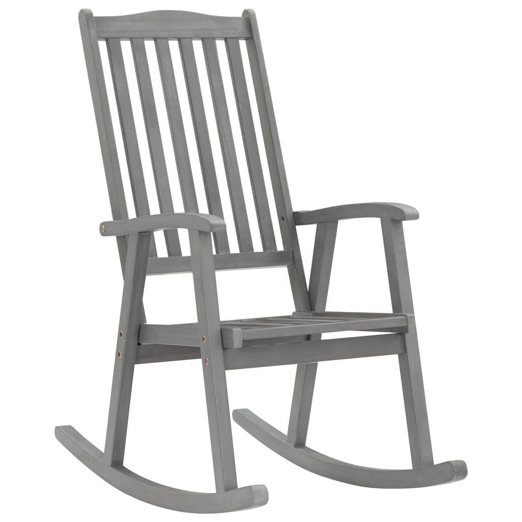 3064217 Rocking Chair With Cushions Grey Solid Acacia Wood (311845+47540)