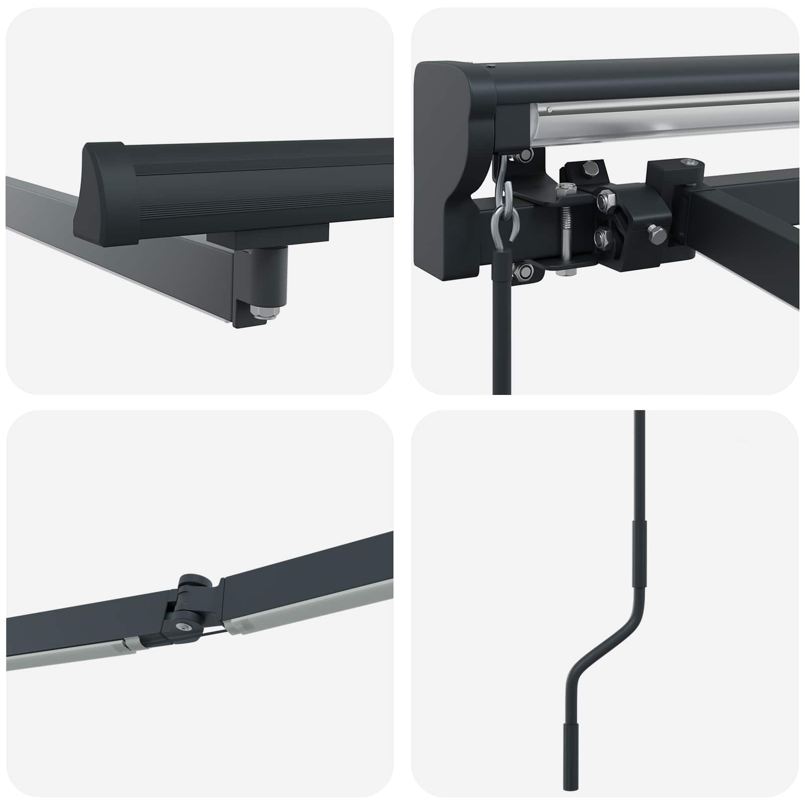 Cornice Per Tenda Manuale Con Led Antracite 3 X 2,5 M Acciaio - Image 6